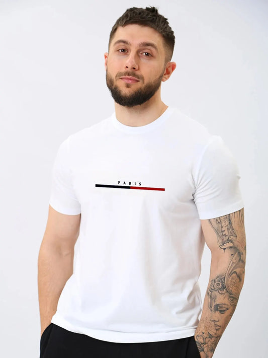 2024 New Digital Print Super Elastic Casual Short-Sleeved Men's Daily Party Home Social T-Shirt Solid Color Vintage Streetwear