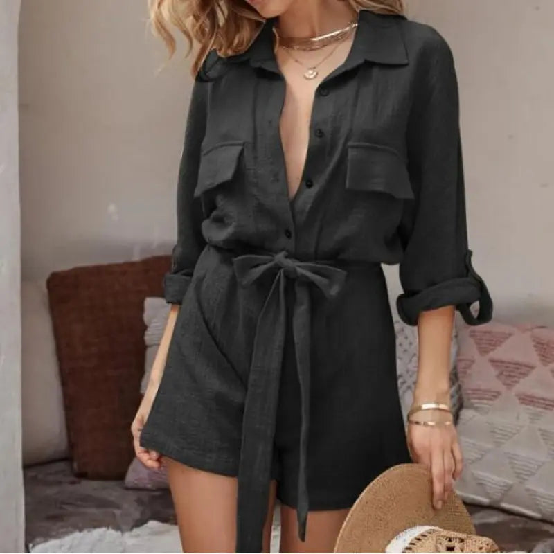 New Summer Fashion Casual Loose Cotton And Linen Jumpsuit