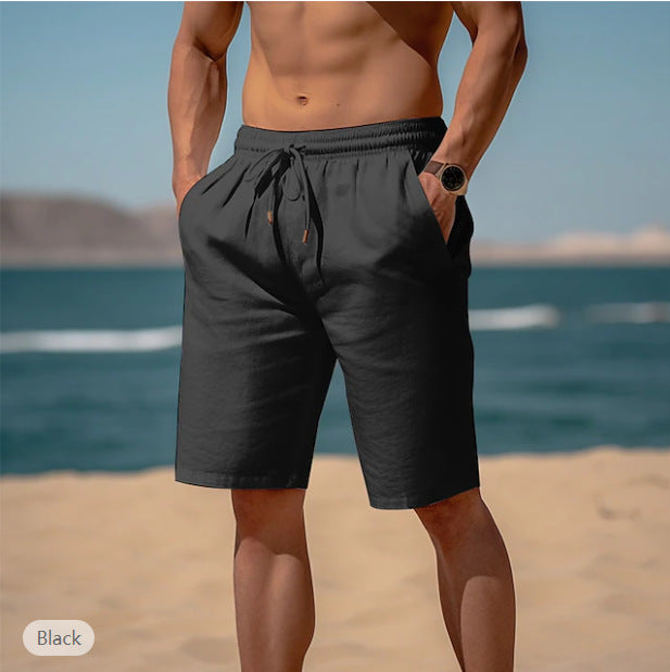 Drawstring Elastic Waist Straight Breathable Shorts