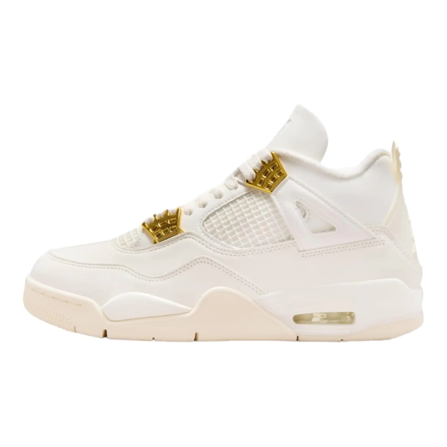 NIKE Air Jordan 4 Retro Womens-Size 9 Sail/Metallic Gold-black