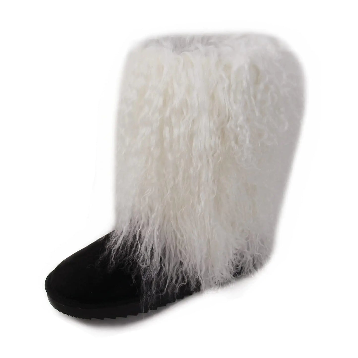 QMFUR Women Fur Boots Furry Winter Boots Ladies Snow Boots (White numeric_9)