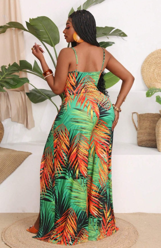 Plus Size Vacation Print Short Sets